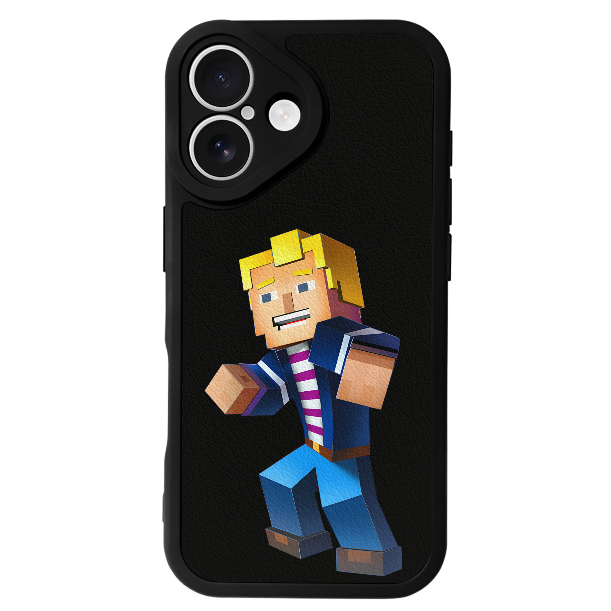 （画像用） マインクラフト ブロックの世界 Minecraft MC Block world 【iPhone 16シリーズ対応】シリコンスマホケース（レザー調） 材質：シリコン
